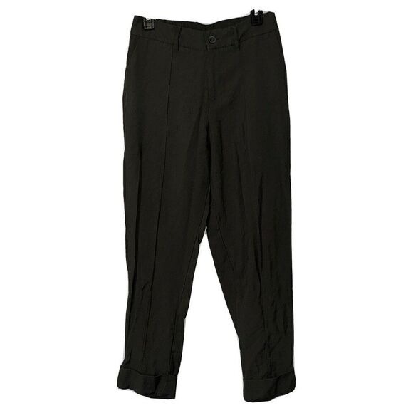A New Day Ankle Pants Women’s Sz 6 Army Green Rolled Cuffs Center Seam High Rise - Picture 2 of 14